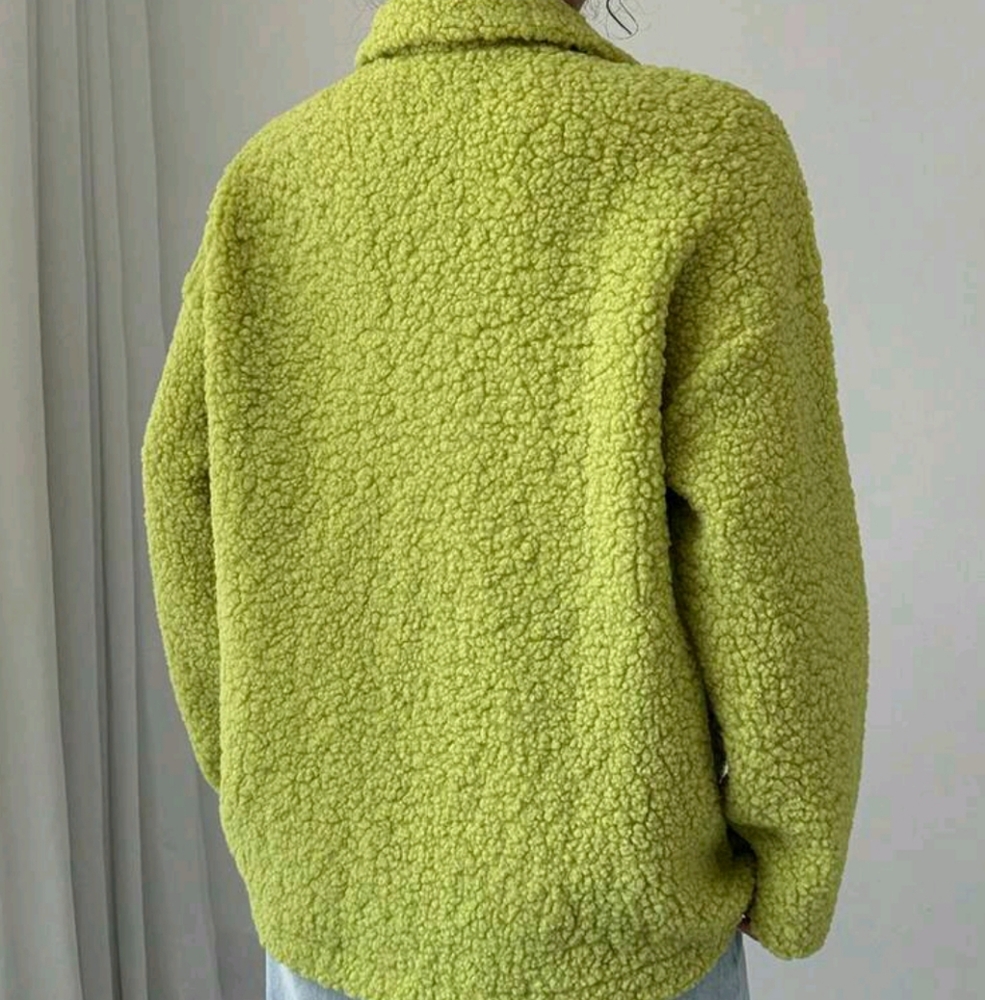 Solid Color Front Button Long Sleeve Casual Sherpa Collar Jacket Fall/ Winter - Picture 2 of 6